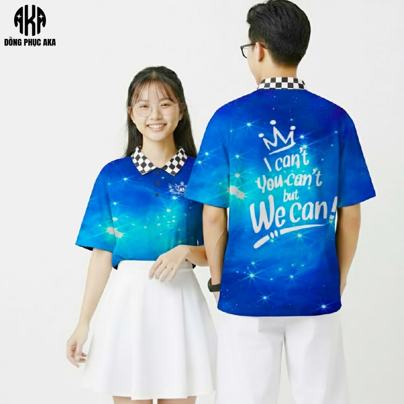 Áo Lớp Có Cổ Màu Xanh